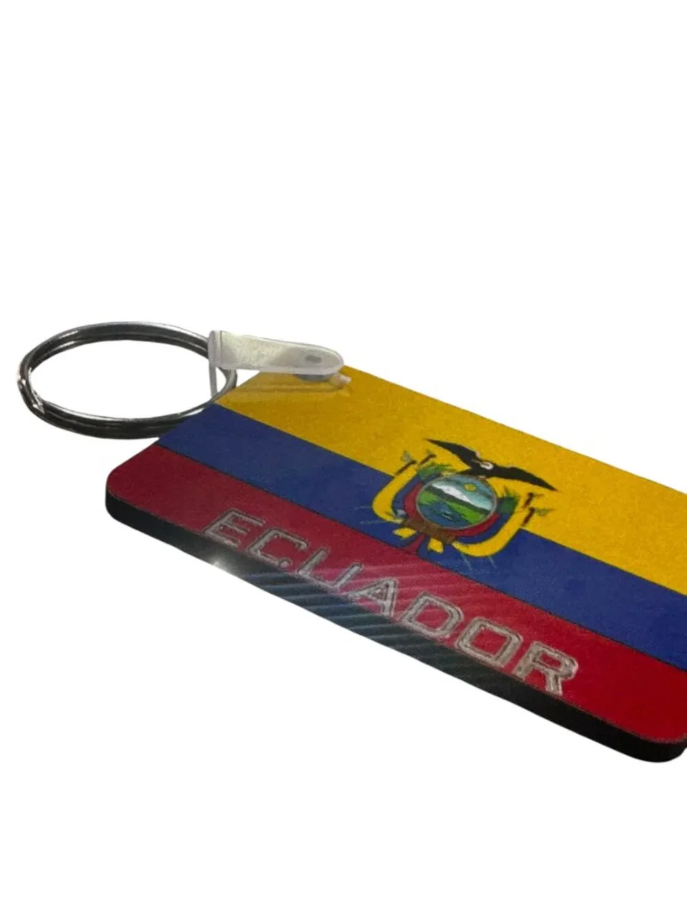 Ecuador Flag Keychain with Ring, Rectangular Design - Picture 2 of 8